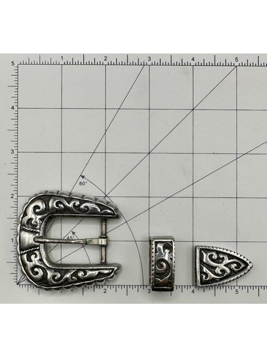 Jeff Deegan Designs Buckle Fits 1” Belt 3 Pieces Signed Sterling Silver 111 Gr main image 6